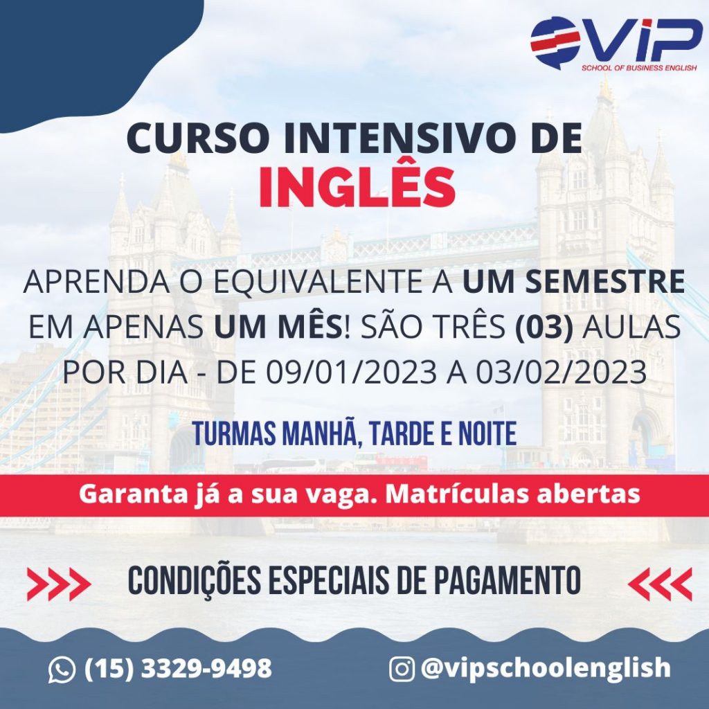 VIP English Course - 😉Nunca desista dos seus sonhos! . 📲Telefone